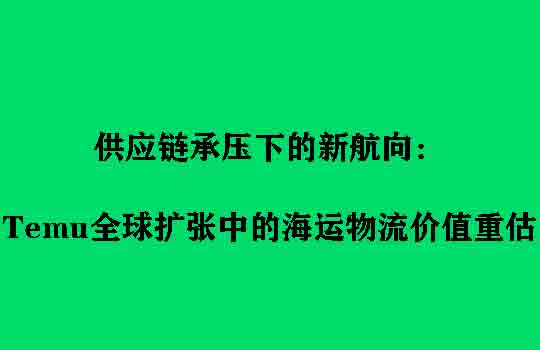 供应链承压下的新航向：Temu全球扩张中的海运物流价值重估