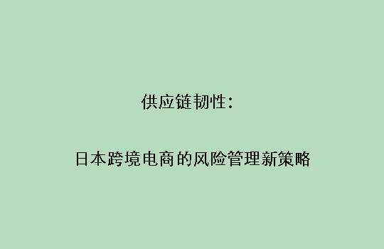 供应链韧性：日本跨境电商的风险管理新策略