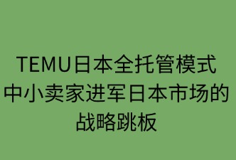 TEMU日本站全托管模式 运营方式